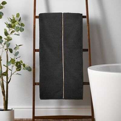 Bianca Zero Twist Satin Stitch Cotton 70x127cm Bath Towel Black Bianca Zero Twist Satin Stitch Cotton 70x127cm Bath Towel Black