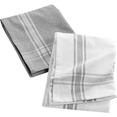 Douceur d'Intérieur , 50 x 70 cm Grey China Recycled Cotton Woven Tea Towels Cuisiline Douceur d'Intérieur , 50 x 70 cm Grey China Recycled Cotton Woven Tea Towels Cuisiline