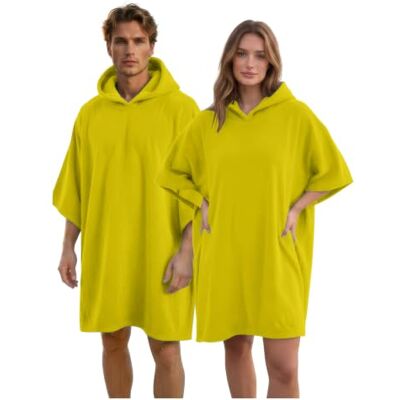 GC GAVENO CAVAILIA Poncho Towel Adult Changing Robe Women Men for Beach, Bath, Swimming Poncho with Hooded Lightweight, Super Absorbent Quick Drying Towel Changing Robe 108x85cm, Yellow GC GAVENO CAVAILIA Poncho Towel Adult Changing Robe Women Men for Beach, Bath, Swimming Poncho with Hooded Lightweight, Super Absorbent Quick Drying Towel Changing Robe 108x85cm, Yellow