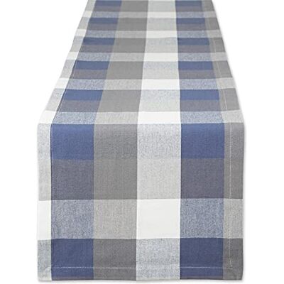 DII Tri-Color Check Collection 100% Cotton Tabletop, Table Runner, 14x72, French Blue DII Tri-Color Check Collection 100% Cotton Tabletop, Table Runner, 14x72, French Blue