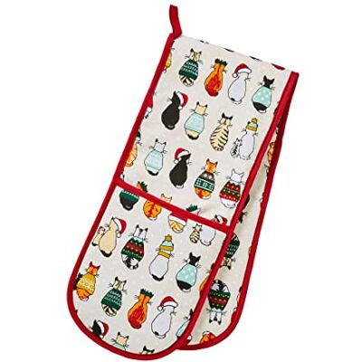 Ulster Weavers Christmas Double Oven Gloves with Cats (88 x 18cm) 100% Cotton Christmas Cat Oven Gloves Heat Resistant Washable Christmas Kitchen Decorations for Baker Cat Lovers Gifts Ulster Weavers Christmas Double Oven Gloves with Cats (88 x 18cm) 100% Cotton Christmas Cat Oven Gloves Heat Resistant Washable Christmas Kitchen Decorations for Baker Cat Lovers Gifts