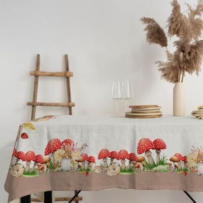 PENSIERI DELICATI , Tablecloth 145 x 190 cm, 100% Panama Cotton Table Cover for 6 People, Digital Print in High Resolution, Gnometti Pattern, Rectangular Tablecloth PENSIERI DELICATI , Tablecloth 145 x 190 cm, 100% Panama Cotton Table Cover for 6 People, Digital Print in High Resolution, Gnometti Pattern, Rectangular Tablecloth