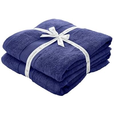 Catherine Lansfield Anti Bacterial Soft & Absorbent Cotton Bath Sheet Pair Navy Blue Catherine Lansfield Anti Bacterial Soft & Absorbent Cotton Bath Sheet Pair Navy Blue