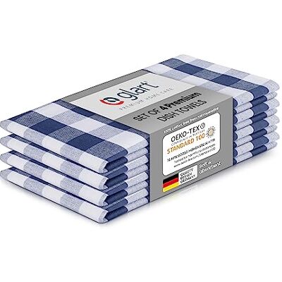 Glart 48BYB Cotton Dish Towels 4-Pack 50x70cm Bavarian Check Kitchen Towels absorbent, lint-free & washable for drying & cleaning Designed in Germany Glart 48BYB Cotton Dish Towels 4-Pack 50x70cm Bavarian Check Kitchen Towels absorbent, lint-free & washable for drying & cleaning Designed in Germany