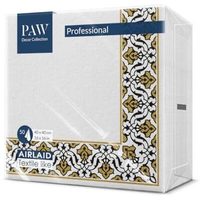PAW Decor Collection Airlaid Cloth-Like Napkins (40 x 40 cm) 50 Pieces Ideal for Wedding, Christening, Communion, Birthday Linen Feel Elegant Napkins Color: Floral Frame Gold-Black PAW Decor Collection Airlaid Cloth-Like Napkins (40 x 40 cm) 50 Pieces Ideal for Wedding, Christening, Communion, Birthday Linen Feel Elegant Napkins Color: Floral Frame Gold-Black