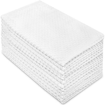 COTTON CRAFT 12 Pack Euro Cafe Waffle Weave Terry Kitchen Towels 16x28 Inches -White 400 GSM quality 100% Ringspun 2 Ply Cotton Highly Absorbent Low Lint Multi Purpose COTTON CRAFT 12 Pack Euro Cafe Waffle Weave Terry Kitchen Towels 16x28 Inches -White 400 GSM quality 100% Ringspun 2 Ply Cotton Highly Absorbent Low Lint Multi Purpose
