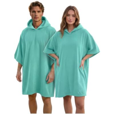 GC GAVENO CAVAILIA Poncho Towel Adult Changing Robe Women Men for Beach, Bath, Swimming Poncho with Hooded Lightweight, Super Absorbent Quick Drying Towel Changing Robe 108x85cm, Aqua GC GAVENO CAVAILIA Poncho Towel Adult Changing Robe Women Men for Beach, Bath, Swimming Poncho with Hooded Lightweight, Super Absorbent Quick Drying Towel Changing Robe 108x85cm, Aqua
