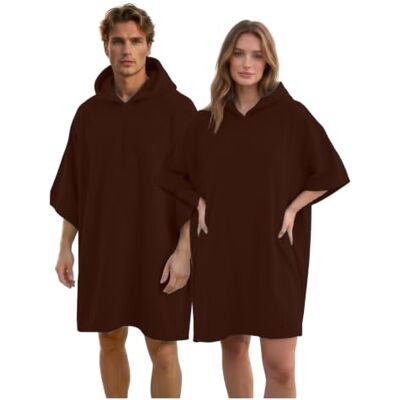GC GAVENO CAVAILIA Poncho Towel Adult Changing Robe Women Men for Beach, Bath, Swimming Poncho with Hooded Lightweight, Super Absorbent Quick Drying Towel Changing Robe 108x85cm, Brown GC GAVENO CAVAILIA Poncho Towel Adult Changing Robe Women Men for Beach, Bath, Swimming Poncho with Hooded Lightweight, Super Absorbent Quick Drying Towel Changing Robe 108x85cm, Brown