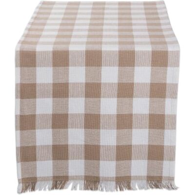 DII Check Tabletop, Cotton, Stone Brown, Table Runner, 14x108 DII Check Tabletop, Cotton, Stone Brown, Table Runner, 14x108