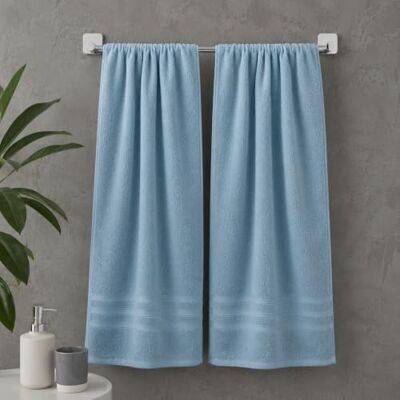 Catherine Lansfield Zero Twist Cotton 90x140cm Bath Sheet Pair Blue Catherine Lansfield Zero Twist Cotton 90x140cm Bath Sheet Pair Blue