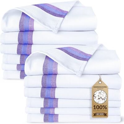 Harringdons Kitchen Tea Towels 100% Cotton Dish Cloths, Quick Drying Ultra Soft Absorbent, Home Essentials, 50 x 70 cm, 12-Pack (Blue) Harringdons Kitchen Tea Towels 100% Cotton Dish Cloths, Quick Drying Ultra Soft Absorbent, Home Essentials, 50 x 70 cm, 12-Pack (Blue)