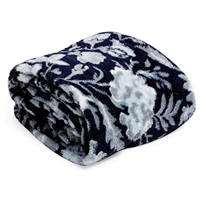 Vera Bradley womens Fleece Plush Shimmer Throw Blanket D cor, Frosted Lace Navy, One Size Vera Bradley womens Fleece Plush Shimmer Throw Blanket D cor, Frosted Lace Navy, One Size