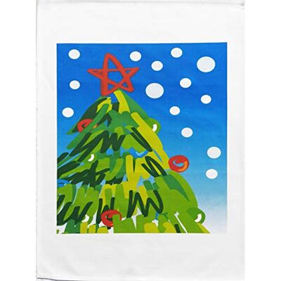 Half a Donkey The Festive Christmas Tree Postage Stamp Design Cotton Tea Towel Half a Donkey The Festive Christmas Tree Postage Stamp Design Cotton Tea Towel