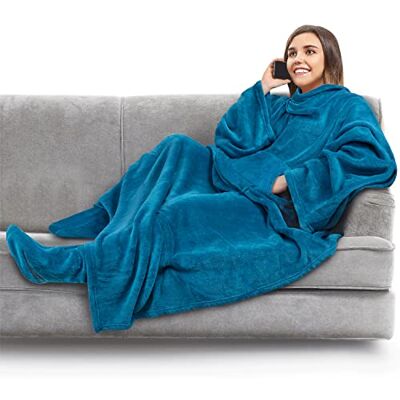 Pavilia Fleece Blanket With Sleeves And Foot Pockets - Blanket Pavilia Fleece Blanket With Sleeves And Foot Pockets - Blanket