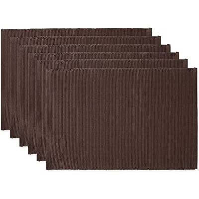 DII Dark Brown Ribbed Cotton Placemat - Rectangular Table Setting DII Dark Brown Ribbed Cotton Placemat - Rectangular Table Setting