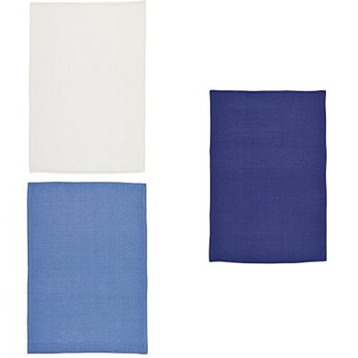KitchenCraft Super-Absorbent 1% Cotton Waffle-Weave Tea Towels, 7 x 47 cm 'Blues' (Set of 3) KitchenCraft Super-Absorbent 1% Cotton Waffle-Weave Tea Towels, 7 x 47 cm 'Blues' (Set of 3)