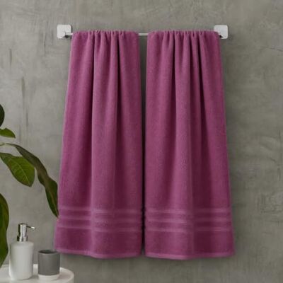 Catherine Lansfield Zero Twist Cotton 90x140cm Bath Sheet Pair Raspberry Catherine Lansfield Zero Twist Cotton 90x140cm Bath Sheet Pair Raspberry