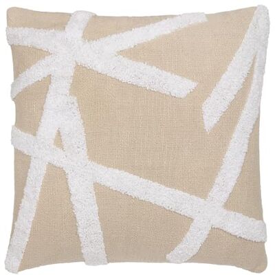 Appletree Natural Tufted Throw Pillow – 43x43cm – 100% Cotton Cover with 100% Polyester Fill – Geometric Linen Look – Contemporary Neutral Design – Square Cushion with Insert Included Appletree Natural Tufted Throw Pillow – 43x43cm – 100% Cotton Cover with 100% Polyester Fill – Geometric Linen Look – Contemporary Neutral Design – Square Cushion with Insert Included
