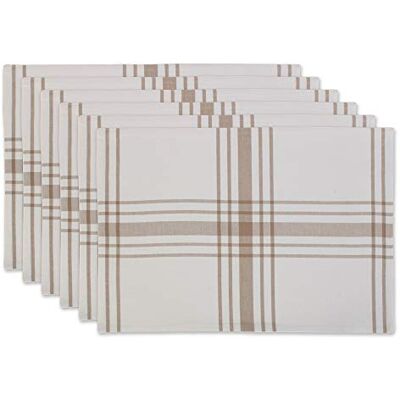 DII Home Sweet Farmhouse Plaid Tabletop Collection, Placemat Set, 13x19, French Stripe, Stone DII Home Sweet Farmhouse Plaid Tabletop Collection, Placemat Set, 13x19, French Stripe, Stone