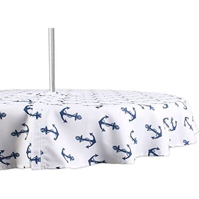 DII Outdoor Tablecloth, Seats 4 to 6 People Anchor Print, 60" Round w/Zipper DII Outdoor Tablecloth, Seats 4 to 6 People Anchor Print, 60" Round w/Zipper