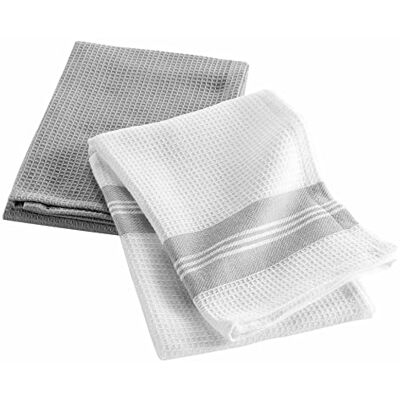 Douceur d'Intérieur , 2 Tea Towels 50 x 70 cm Cotton Honeycomb Breakfast Douceur d'Intérieur , 2 Tea Towels 50 x 70 cm Cotton Honeycomb Breakfast