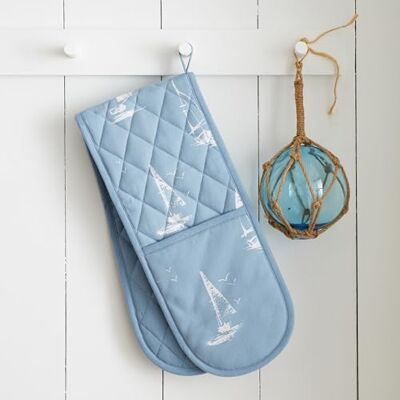 Catherine Lansfield Salcombe Boats Cotton Kitchen Double Oven Glove Blue Catherine Lansfield Salcombe Boats Cotton Kitchen Double Oven Glove Blue