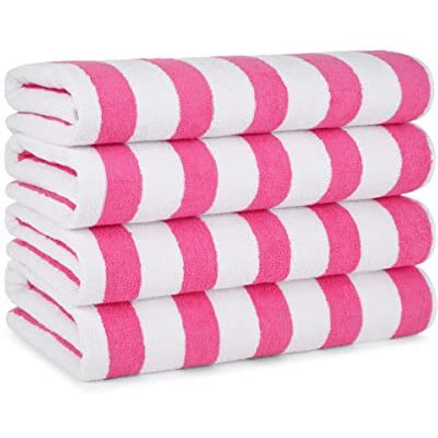 Arkwright LLC Arkwright Striped Beach Towels (30x60, 4 Pack) 100% Cotton Perfect Pool Towels, Bath Towels (Pink) Arkwright LLC Arkwright Striped Beach Towels (30x60, 4 Pack) 100% Cotton Perfect Pool Towels, Bath Towels (Pink)
