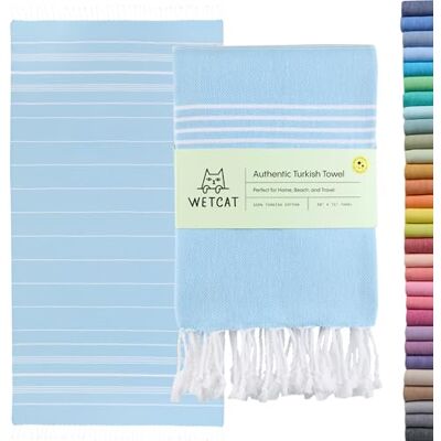 WETCAT Turkish Beach Towel Oversized 38x71 100% Cotton Sand Free Quick Dry Extra Large Light Travel Towel for Adults Beach Accessories Gifts Light Blue WETCAT Turkish Beach Towel Oversized 38x71 100% Cotton Sand Free Quick Dry Extra Large Light Travel Towel for Adults Beach Accessories Gifts Light Blue