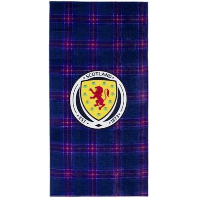The Gift Scholars Official Scotland FA Tartan Beach Towel Traditional Navy & Purple Tartan Design with National Crest 100% Cotton, 140x70cm Large, Perfect for Holidays The Gift Scholars Official Scotland FA Tartan Beach Towel Traditional Navy & Purple Tartan Design with National Crest 100% Cotton, 140x70cm Large, Perfect for Holidays