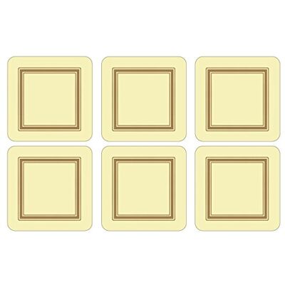 Pimpernel 10.5 x 10.5 cm MDF with Cork Back Classic Coasters, Set of 6, Cream/Multi-Colour Pimpernel 10.5 x 10.5 cm MDF with Cork Back Classic Coasters, Set of 6, Cream/Multi-Colour