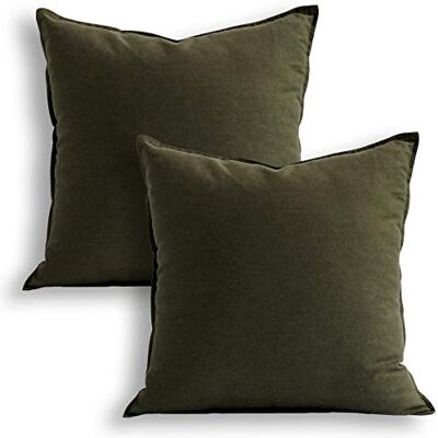 Jeanerlor Set of 2 Decorative 26"x26" Cotton Linen Chair Throw Pillow Case Green for Sofa Durable Classy, Comfortable Cushion Cover for Coffee Shop/Bar (65 x 65cm) Olive Green Jeanerlor Set of 2 Decorative 26"x26" Cotton Linen Chair Throw Pillow Case Green for Sofa Durable Classy, Comfortable Cushion Cover for Coffee Shop/Bar (65 x 65cm) Olive Green