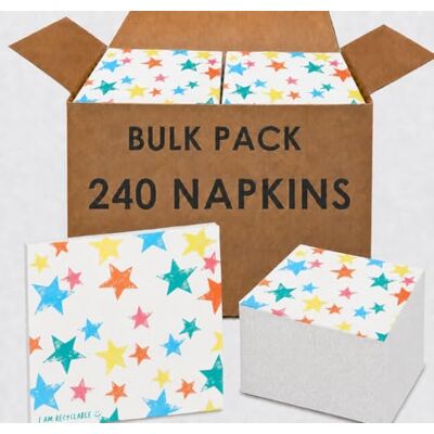Talking Tables 240 x Colourful Star Paper Napkins, Disposable Serviettes, Home Recyclable, Birthday Party Supplies, Gender Neutral, All Ages, 33 cm x 33 cm Talking Tables 240 x Colourful Star Paper Napkins, Disposable Serviettes, Home Recyclable, Birthday Party Supplies, Gender Neutral, All Ages, 33 cm x 33 cm