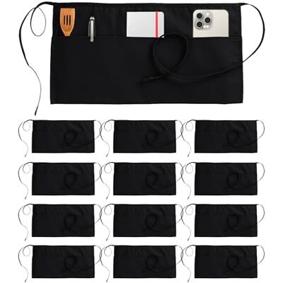 UTOPIA DEALS 3 Pockets Waist Apron (SET of 12, Black, 61 x 31 Centimeters) Restaurant Half Aprons, Bartender Apron, Money Apron, Check Holder by Utopia Wear UTOPIA DEALS 3 Pockets Waist Apron (SET of 12, Black, 61 x 31 Centimeters) Restaurant Half Aprons, Bartender Apron, Money Apron, Check Holder by Utopia Wear