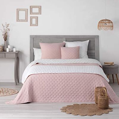 Douceur d'Intérieur Quilted Bed Runner, 80 x 180 cm, Microfibre, Two Tone, Mellow Chic Pink/White, 100% Polyester Douceur d'Intérieur Quilted Bed Runner, 80 x 180 cm, Microfibre, Two Tone, Mellow Chic Pink/White, 100% Polyester