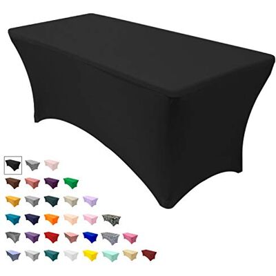 YOUR CHAIR COVERS Stretch Spandex Table Cover for 6 Ft Rectangular Tables, 72" Length x 30" Width x 30" Height Fitted Tablecloth for Standard Folding Tables Black YOUR CHAIR COVERS Stretch Spandex Table Cover for 6 Ft Rectangular Tables, 72" Length x 30" Width x 30" Height Fitted Tablecloth for Standard Folding Tables Black