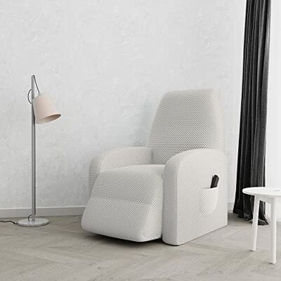 Italian Bed Linen Fashionable cover for reclining chairs, 52% Polyester + 40% Cotton + 8% Elastane, Cream, One Size Italian Bed Linen Fashionable cover for reclining chairs, 52% Polyester + 40% Cotton + 8% Elastane, Cream, One Size