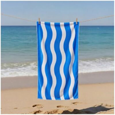 GC GAVENO CAVAILIA Wavy Stripe Beach Towels Soft Microfibre Pool Towel, Highly Absorbent & Sand-Free Lightweight Travel Beach Towel Quick Dry for Women & Men (70 x 152 Cm) Blue GC GAVENO CAVAILIA Wavy Stripe Beach Towels Soft Microfibre Pool Towel, Highly Absorbent & Sand-Free Lightweight Travel Beach Towel Quick Dry for Women & Men (70 x 152 Cm) Blue