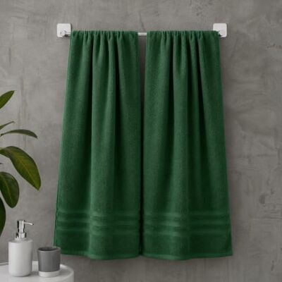Catherine Lansfield Zero Twist Cotton 90x140cm Bath Sheet Pair Dark Green Catherine Lansfield Zero Twist Cotton 90x140cm Bath Sheet Pair Dark Green