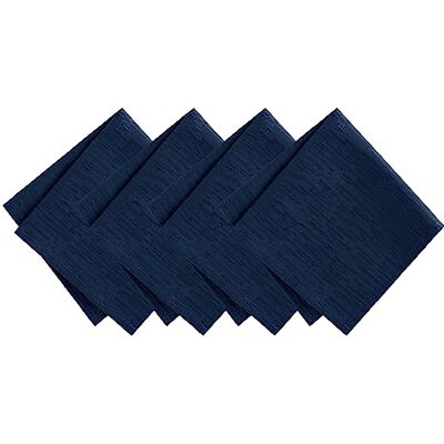 Elrene Home Fashions Continental Solid Texture Water and Stain Resistant Fabric Dining Napkins, Set of 4, 17"x17", Navy Elrene Home Fashions Continental Solid Texture Water and Stain Resistant Fabric Dining Napkins, Set of 4, 17"x17", Navy