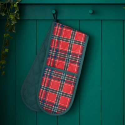 Catherine Lansfield Christmas Tartan Check Kitchen Oven Glove Red/Green Catherine Lansfield Christmas Tartan Check Kitchen Oven Glove Red/Green