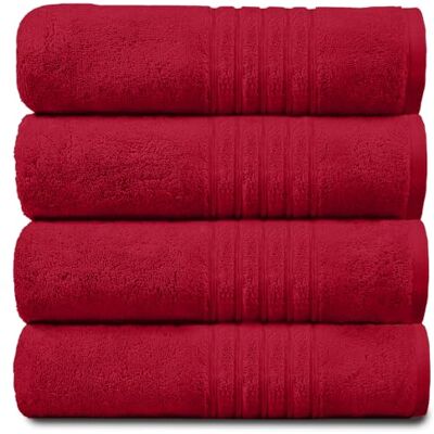 GC GAVENO CAVAILIA Gaveno Cavailia 100% Natural Cotton Thick Absorbent 450 GSM Hampton Hand Towel [ Pack of 4-Red (50x80 cm) GC GAVENO CAVAILIA Gaveno Cavailia 100% Natural Cotton Thick Absorbent 450 GSM Hampton Hand Towel [ Pack of 4-Red (50x80 cm)