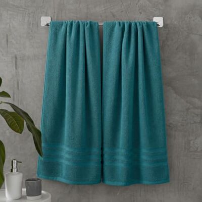 Catherine Lansfield Zero Twist Cotton 90x140cm Bath Sheet Pair Teal Green Catherine Lansfield Zero Twist Cotton 90x140cm Bath Sheet Pair Teal Green