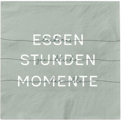 Grafik Werkstatt Napkins with Saying, Large, Pack of 20, 16.5 x 16.5 cm, Green, Food, Hours, Moments Grafik Werkstatt Napkins with Saying, Large, Pack of 20, 16.5 x 16.5 cm, Green, Food, Hours, Moments
