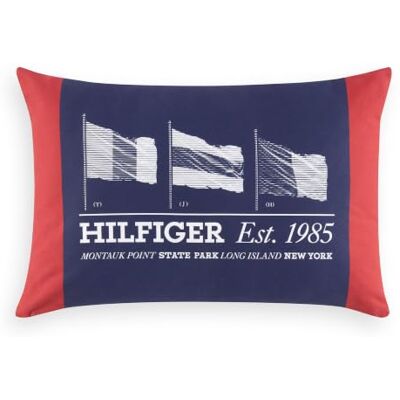 Tommy Hilfiger Navy Blue Printed Canvas 100% Organic Cotton Nautical Nautical Decorative Cushion Cover 40x40cm Tommy Hilfiger Navy Blue Printed Canvas 100% Organic Cotton Nautical Nautical Decorative Cushion Cover 40x40cm