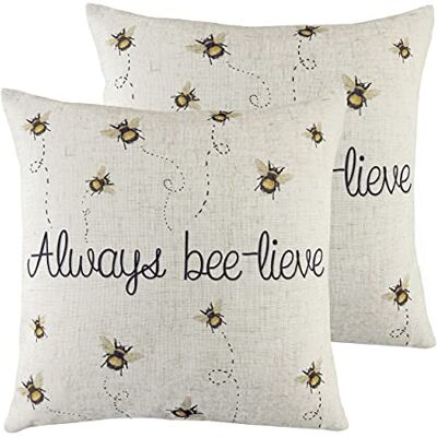 Evans Lichfield - Bee-Lieve Cushions - White - Cushion Evans Lichfield - Bee-Lieve Cushions - White - Cushion