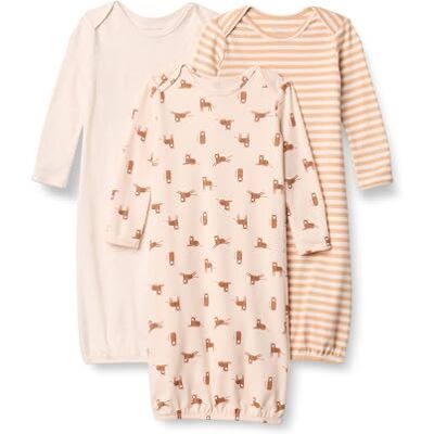 Amazon Essentials Unisex Baby Long Sleeve Sleeper Cotton Gown, Pack of 3, Oatmeal Heather/Stripes/Tigers, 0-6 Months Amazon Essentials Unisex Baby Long Sleeve Sleeper Cotton Gown, Pack of 3, Oatmeal Heather/Stripes/Tigers, 0-6 Months