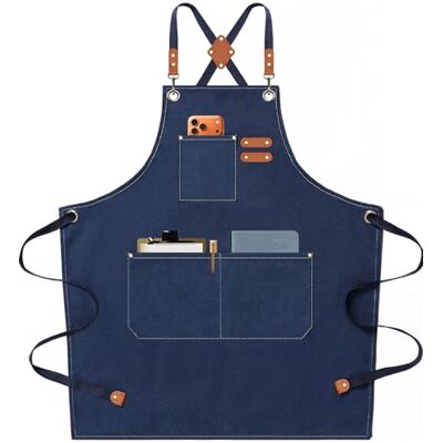 AFUN Chef Apron for Men, Thick Canvas Cross Back Kitchen Cooking Aprons with Pockets,M to XXL (Darkblue) AFUN Chef Apron for Men, Thick Canvas Cross Back Kitchen Cooking Aprons with Pockets,M to XXL (Darkblue)
