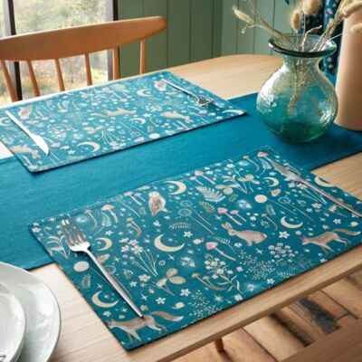 Catherine Lansfield Enchanted Twilight Animals Dining Placemat 4 Pack Green Catherine Lansfield Enchanted Twilight Animals Dining Placemat 4 Pack Green