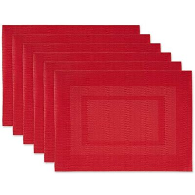 DII Woven Indoor Outdoor, Polyvinyl Chloride, Tango Red, Placemat Set, 13x17.25 DII Woven Indoor Outdoor, Polyvinyl Chloride, Tango Red, Placemat Set, 13x17.25