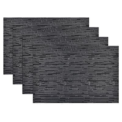 XSS Set of 4 Place Mats 45 x 30cm Rectangle Wipe Clean Tableware Black/Silver XSS Set of 4 Place Mats 45 x 30cm Rectangle Wipe Clean Tableware Black/Silver
